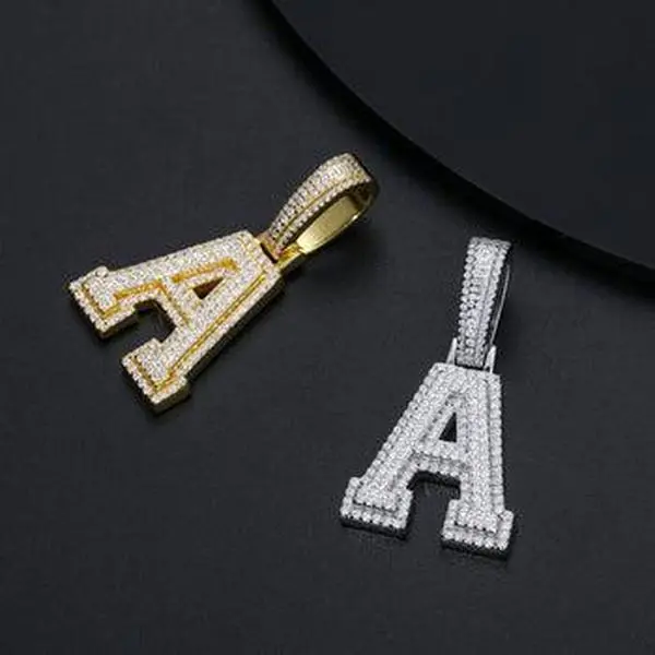 【P351 livestream】UCCIYO 925 Sterling Silver Synthetic Moissanite A-Z 26 Alphabet Pendant Necklace for Men and Women Hip Hop Exquisite Jewelry Gift summerwins【P351 livestream】 Fashion Alphabet Pendant