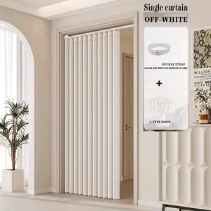 Rodless Elegant Bohemian Style Folding Door Curtain with Stripes - Partition for Living Room, Bedroom, Kitchen Easy Hand Wash, No Power Needed, Versatile Home Decor, Versatile Curtain|Pastoral Theme|Unlined Curtain, Curtains for Living Room