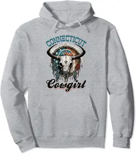 Connecticut Cowgirl, Rodeo Western Country Longhorn Skull Pullover Hoodie - Diegoort Shop 47B0CFJ27XDJ