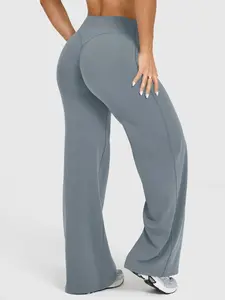 Women's Straight Leg Gym Yoga Pants Outdoor Running Sport Flare Long Pants No Chafing Line High Waist Loose Fit Outerwear Training Pants Sports Bottoms Yoga Workout Pants
