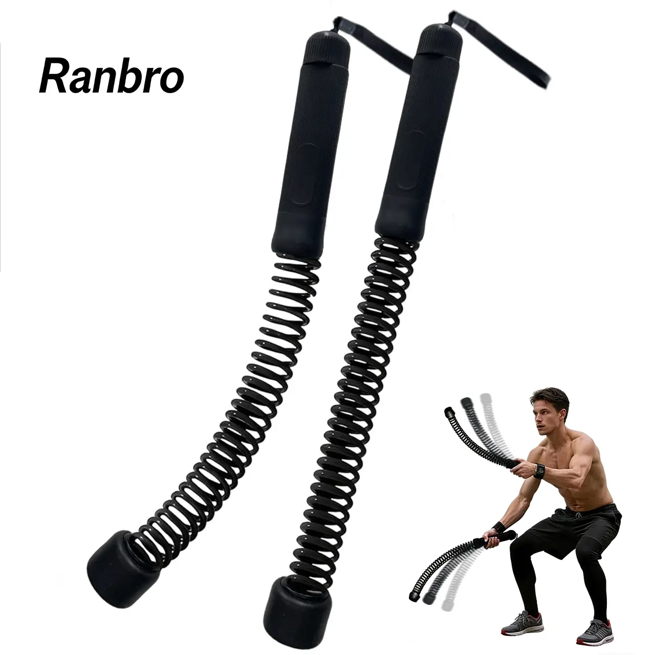 Ranbro Cordless Battle Ropes for Home Gym, Weighted Ropeless Training Ropes for Men & Women, No-Jump HIIT Full-Body Workout for Core & Abs, Portable High-Intensity Cardio Arm Exerciser, Space-Saving Indoor Exercise Gear SummerVibes