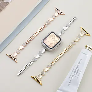 Oval Rhinestone Metal Watch Band, Feminine Universal Strap, Fashion Replacement Accessory Compatible with Apple Watch S11, Xiaomi Band 10 And Huawei FIT for Daily Casual Matching (Strap Only)
