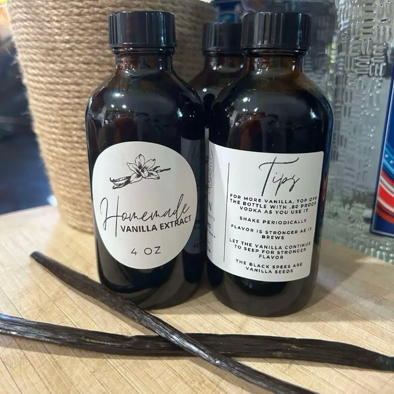 Homemade Pure Vanilla Extract Non-GMO 4 Oz - Natural Flavoring for Your Recipes