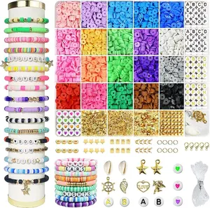 3400 Pcs Clay Beads Bracelet Making Kit, Friendship Bracelet Kit for Jewelry Making, Flat Polymer Heishi Beads with Charms, Gifts Crafts Set for Girls Ages 6-12