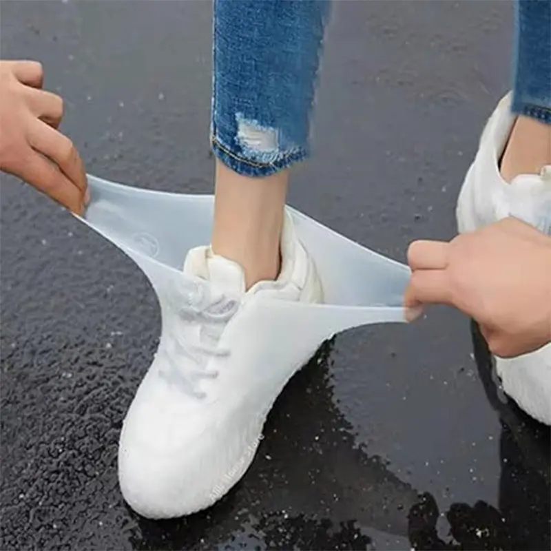 4pcs Rubber Rain Boot Overshoes, Silicone Waterproof Shoe Covers, Reusable Non-Slip Rain Gear, Ideal for Outdoor Use, One Size Fits All
