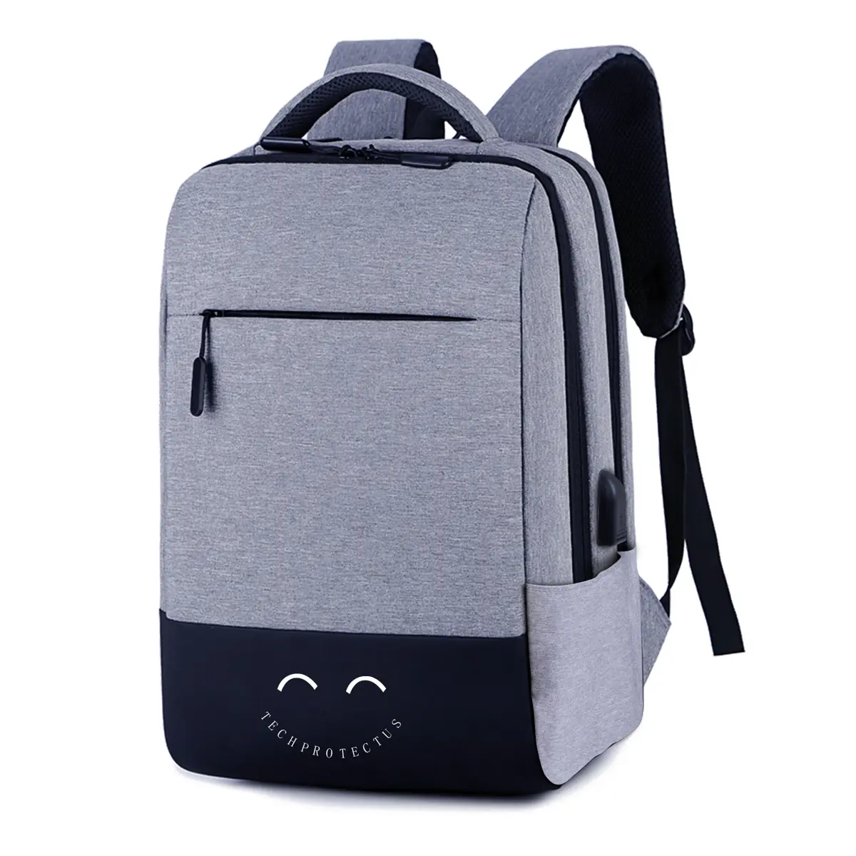 Techprotectus 15.6" Laptop Backpack with USB Charging Port, Gray