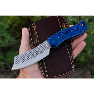 Premium Handmade File Steel Fixed Blade Knife – Genuine Leather Cross Sheath Included