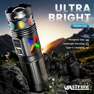 Rechargeable Flashlights High Lumens,5000 Lumens Flashlight,  Zoomable LED Flashlight with USB-C Rechargeable 6600mAh Battery, LCD Power Display, Strobe Light for Outdoor Camping Hiking Valentine Gift