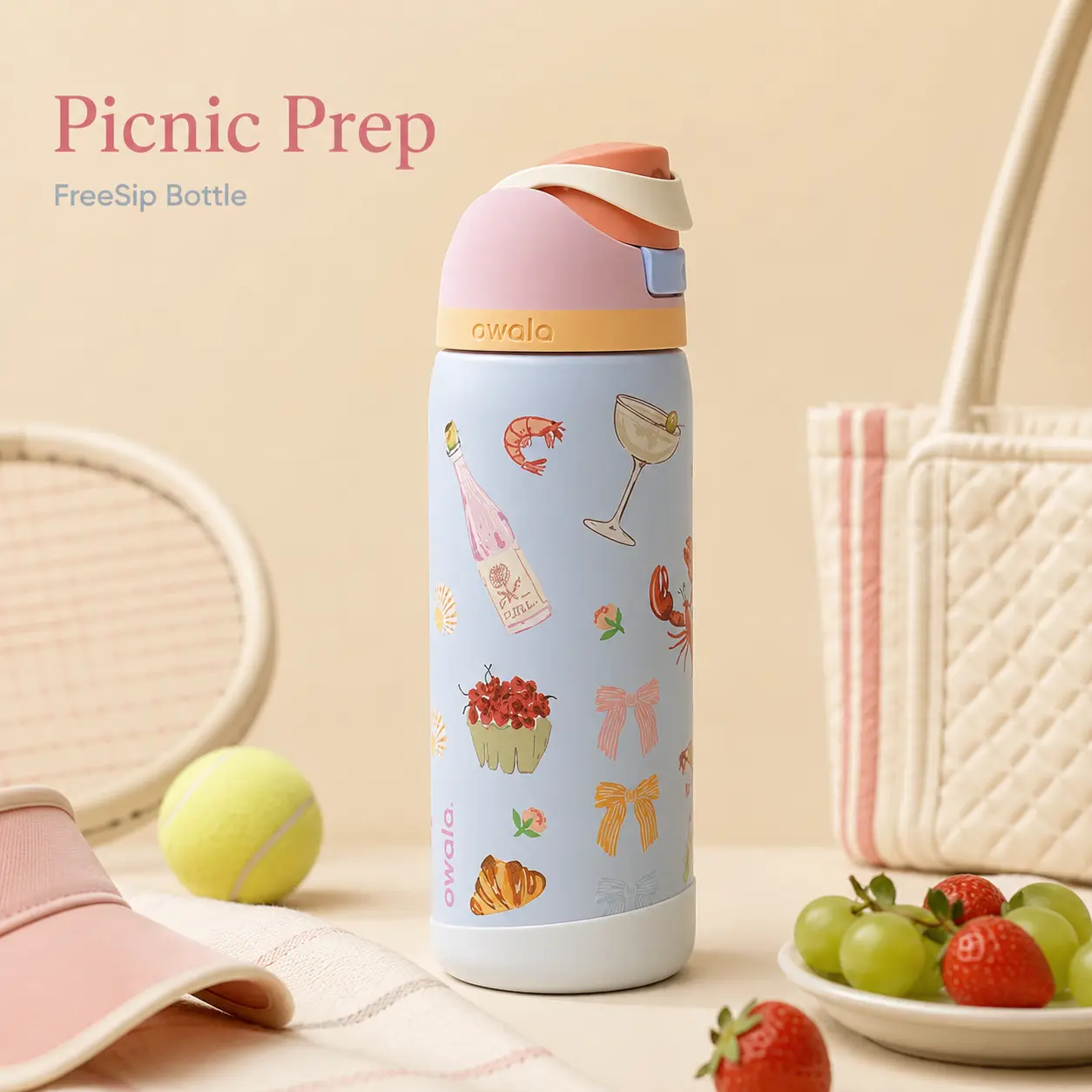 Owala Cute Insulated Stainless Steel Water Bottle with Straw Lid & Carry Handle 32Oz