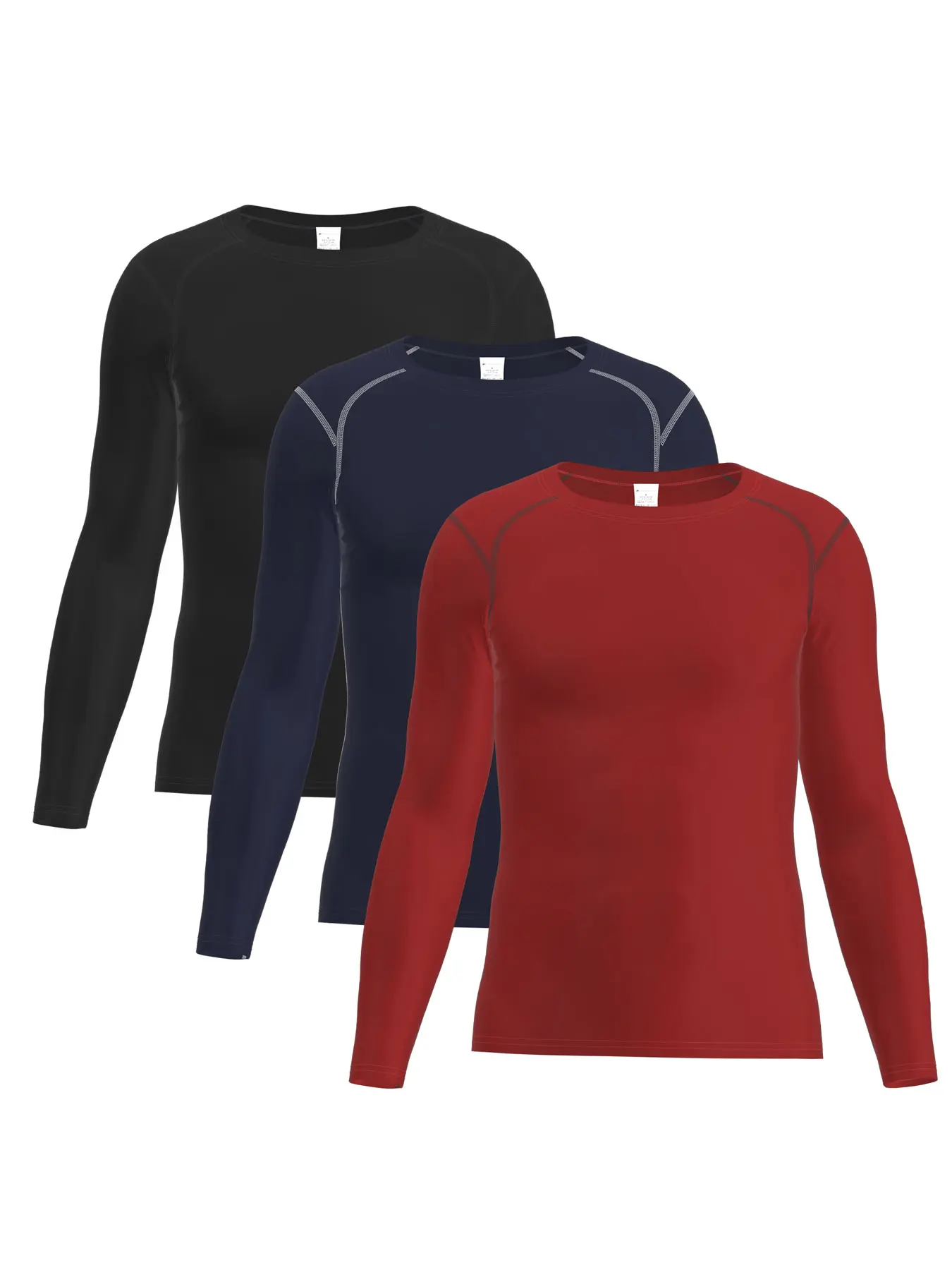 3 Pack Compression Shirts for Men Long Sleeve Men's Workout Shirt Athletic T-Shirt Gym Base Layer Undershirt