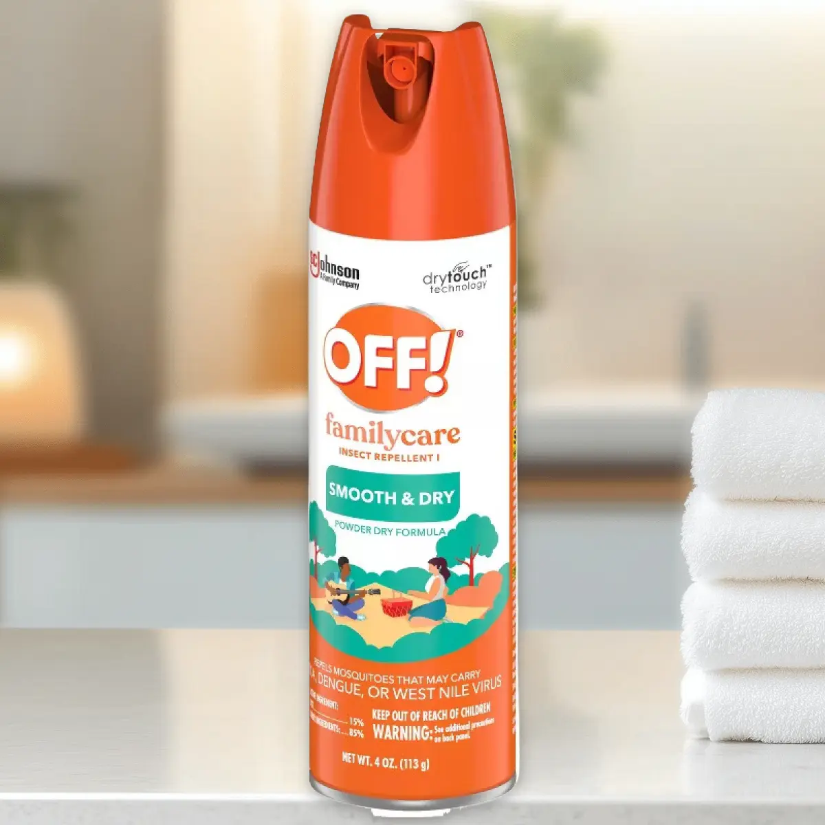 OFF! FamilyCare Mosquito Repellent 4oz - Smooth & Dry Formula, 4oz, for Outdoor, DEET-Free, Safe for Kids, Portable