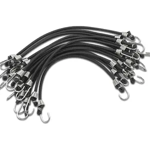 15 Pack 11 Inch Heavy Duty Mini Rubber Bungee Cords with Hooks Elastic Stretchy Straps for Outdoor Camping Luggage Roof Racks Tents Tarps Bikes Cars RVs (Black)