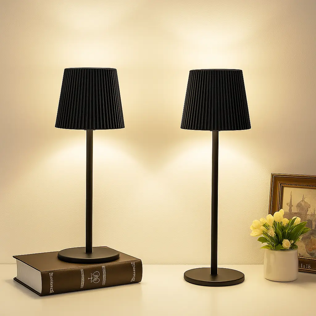 (2 Pack Black)Cordless Table Lamp LED Desk lamp,5000mAh Rechargeable Touch Night Light Wireless Minimalist Design for/Restaurant/Bedroom/Bars/Outdoor Party/Camping/Coffee Shop