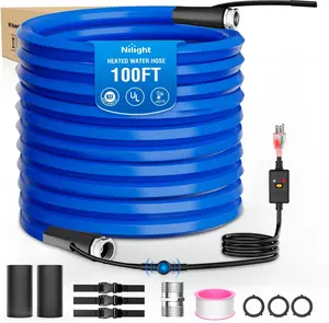Nilight 100FT Heated Water Hose RV 5/8”Inside Diameter -45°F Freeze Protaction Antifreeze Garden Drinking Hoses with Saving Thermostat and Smart Heat System for Winter Camper Supply Accessories