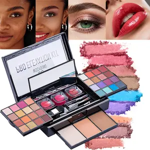 38 Color Eyeshadow Palette All-in-One Makeup Kit - With Lip Gloss & Contour Powder, Multi-Functional Cosmetic Set