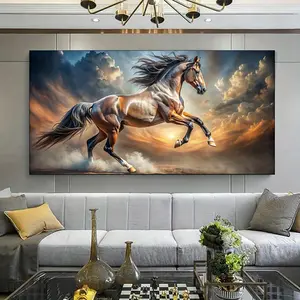 1 piece framed canvas painting, large canvas art, majestic running horse canvas art - modern equestrian artwork, horse lover gift, perfect decoration for living room, bedroom office.