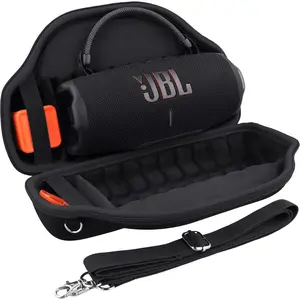 Case for JBL Charge 6 Waterproof Portable Bluetooth Speaker, Hard Travel Case with Detachable Shoulder Strap (Black Case) Cable Wireless Compact Auxiliary CordCover Headphone Storage Shell Protection Durable Shockproof Handle Usb Charging