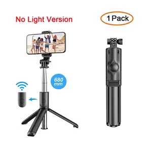 Wireless Bluetooth Selfie Stick Foldable Portable Tripod with Fill Light Shutter Remote Control for Android Iphone Smartphone T-WOLF