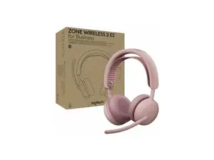 Logitech Zone Wireless 2 ES for Business - Noise-Canceling Wireless Headset with Adaptive Hybrid ANC (Teams version, with receiver) - Rose