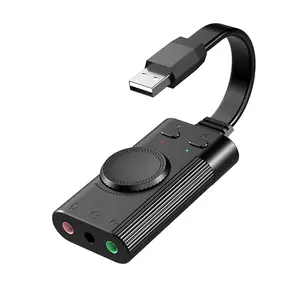 USB Audio Adapter with Volume Control, External Sound Card, USB to 3.5mm Jack, Compatible with Windows, MAC, PC, Laptop, Desktop