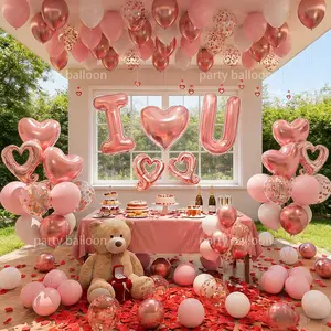 83 Piece Valentine's Day Rose Balloon Set, Romantic Decor for Weddings, Anniversaries, Cafes, Gardens, Proposal Scenes