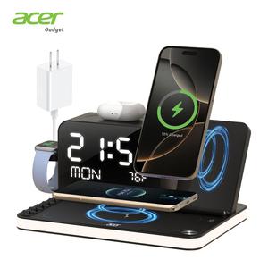 Acer 7-in-1 Wireless Charging Station for iPhone 17-12 Pro Max Apple Watch & AirPods Magnetic Charger Stand with Bluetooth TimeSync Adjustable LED Night Light, wirlesscharger, best gift for Christmas and New Year