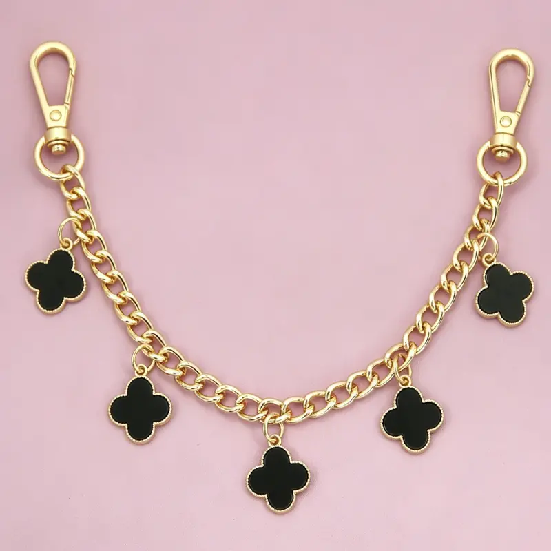 Bag Charm Four-Leaf Clover Bag Chain Multiple Colors Available Faux Mother-Of-Pearl Metal Chain Pendant Purse Chain Charm French-Inspired Light Luxury Minimalist & Versatile Style Commuting Women, Charms For Bags, Bag Accessories Charms