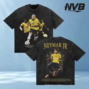 [100% Cotton] Neymar Jr Brazil NJR Premium Acid Washed T-Shirt, Selecao Team Pride Apparel, Vintage Bootleg Football, WC 2026 Soccer Merch, Soccer Fan Graphic Tee, Y2K Clothing Shirt, Gifts For Him, Oversized Unisex Fan Apparel & Holiday