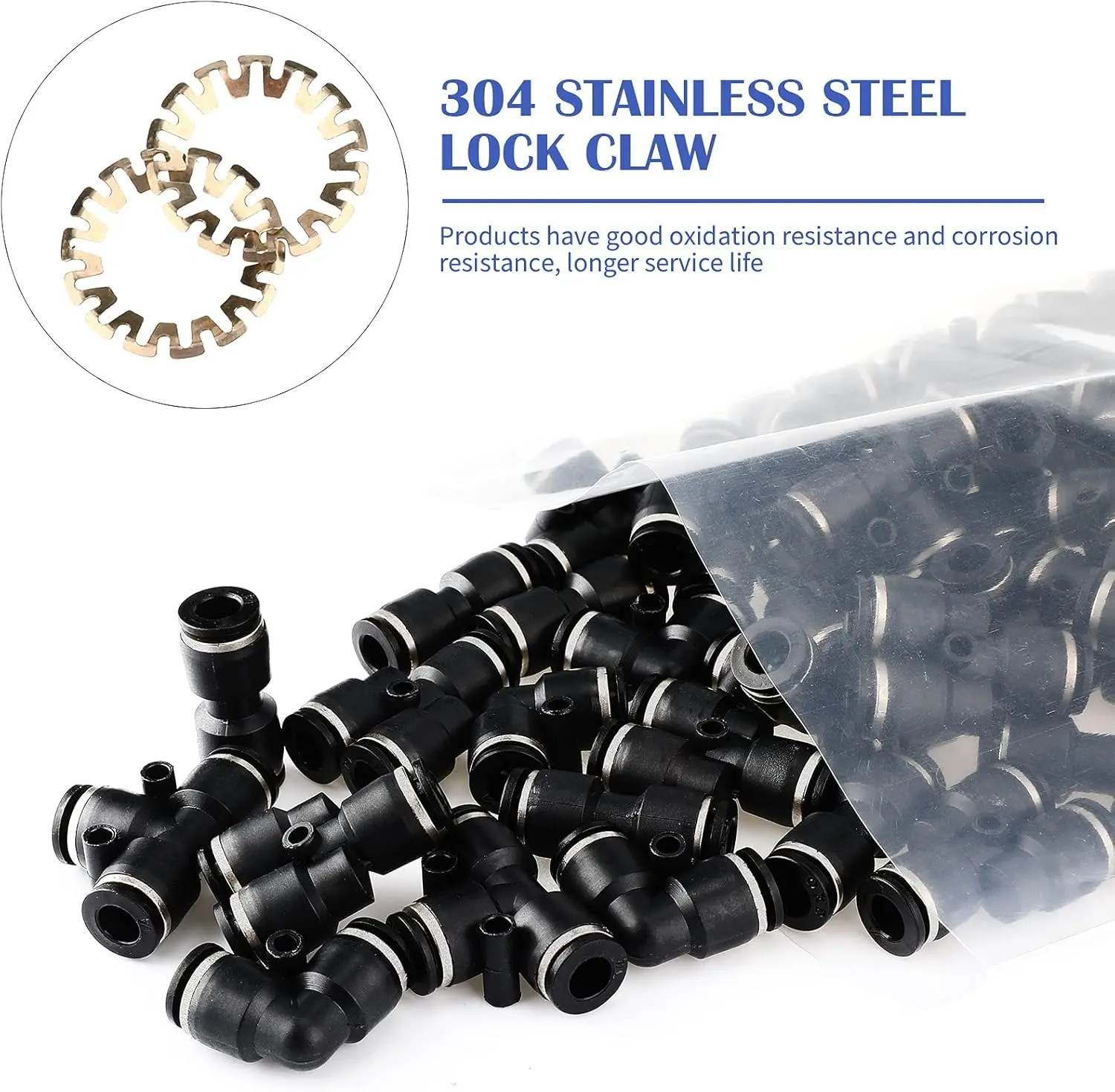 60 Pcs Push to Connect Fittings Air Line Pneumatic Fittings Kit,1/4 Inch Od Quick Release Pneumatic Connectors Air Line Splitters Elbows Tee Straight Tubes