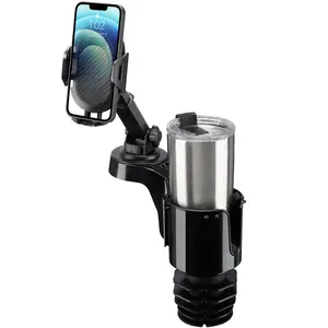 JOYTUTUS Cup Holder Phone Mount for Car, Car Cellphone Large Adapter Long Arm with 360 Degree Rotation, Compatible iPhone, Samsung & All Smartphones,Black