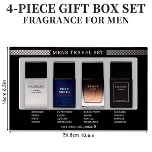 4-Piece Set, Men's Eau De Toilette Spray Gift Box, Long Lasting Fragrance, 4 Different Flavor, Perfect For Holiday Gifts, Dating, Daily Life, Parties, 1.02 Fl Oz/bottle