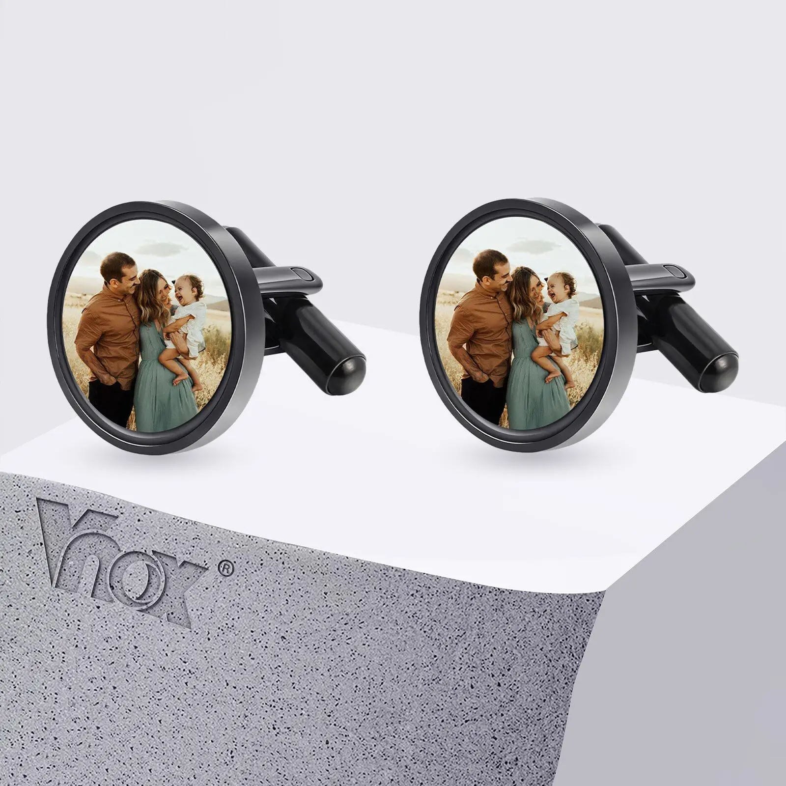 Vnox Custom Po Cufflinks for Men, Personalized Picture Cufflinks Stainless Steel Cuff Links Customized Wedding Memorial Gifts
