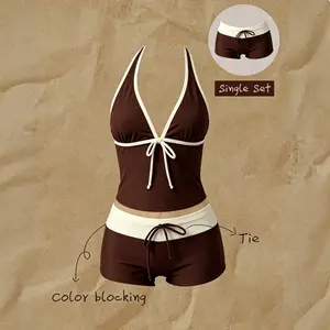 2026 New Summer Women's Two-Piece Plaid Bikini Set, Retro Sportswear, Perfect for Pool Parties and Luxury Beach Vacations