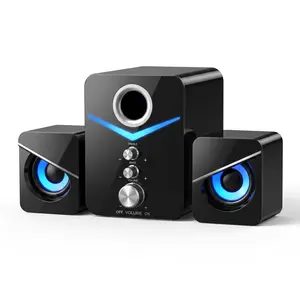 3-Piece RGB Computer Speakers, USB-Powered Gaming Speaker Set, Desktop Audio System with Independent Treble & Bass Volume Knobs for PC, Laptop, Monitor
