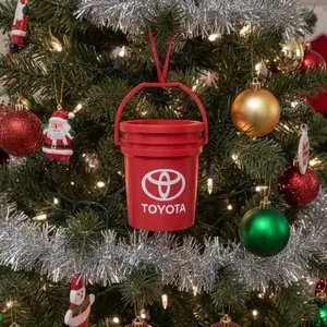 Toyota 3D Printed Mini Bucket Car Christmas Tree Decoration Stocking Stuffer Pen Holder Red Plastic Ornaments Gift with Manufacturer Decal