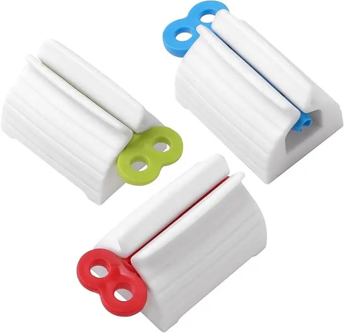 3 Counts Rolling Tube Toothpaste Squeezer Toothpaste Seat Holder Stand Rotate Toothpaste Dispenser for Bathroom Gift Hand Plastic Aluminium Cream Tool Manual Toothpaste Wringer.