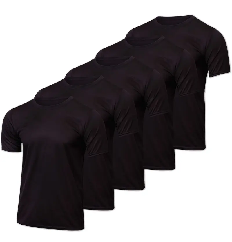 Real Essentials 5 Pack Men’s Active Quick Dry Mesh Crew Neck T Shirts | Athletic Short Sleeve Tee (Available In Big & Tall)