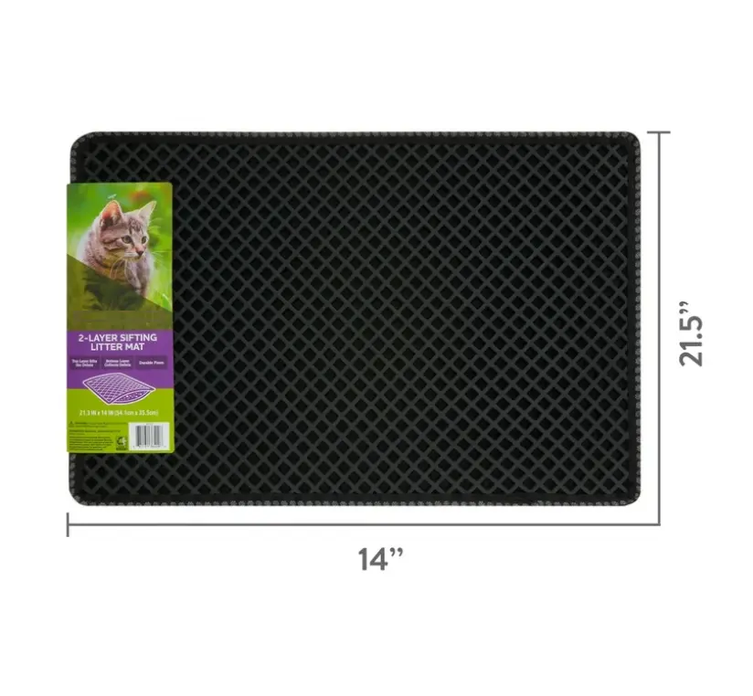 2-Layer Sifting Cat Litter Mat - Black, 21.3" x 14" - Perfect for your Home