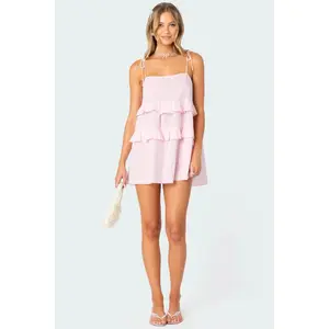 Dorothia Sheer Linen Look Mini Dress