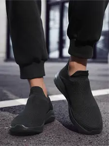 1 Pair of Unisex Flyknit Slip-On Casual Shoes - Flyknit Knitted Upper + Elastic Slip-On Collar, Suitable for Work Commute & Shopping Travel Scenarios, Breathable & Comfortable Easy To Wear Lightweight & Non-Slip