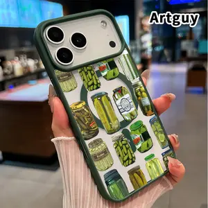 Compatible with iPhone 17 Pro Max 16 Plus 15 14 13 12 11 XR Air E Magnetic Phone Case Pickled Jars Acrylic Back Matte TPU Edges Bumper Sockproof Cover for Boy