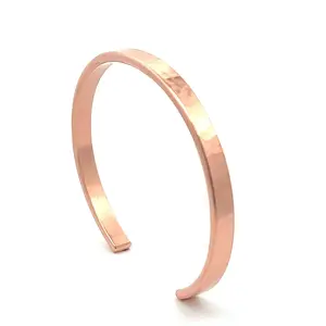 Men's Hammered Copper Cuff Bracelet - 5mm Wide