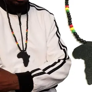 Lightweight Black Beaded Africa Necklace with red, yellow and green accents