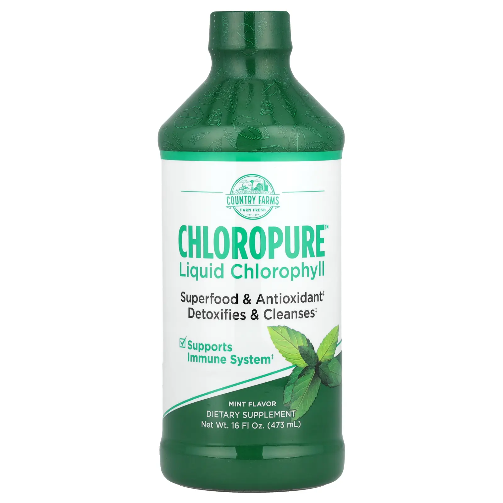 Country Farms ChloroPure™ Liquid Chlorophyll, Mint, 16 fl oz (473 ml)