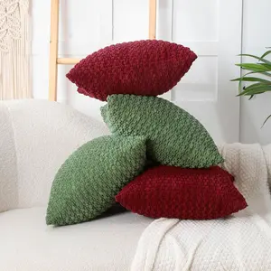 Bohemian Corduroy Spring Super Soft Decorative Pillow Cover, Pure Color Textured, 16x16 Inch, Suitable for Sofa, Armchair, Chair, Cushion Covers