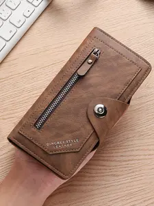 Men's Long Wallet with Zipper Closure, Business Card Holder, Business Style Wallet, Business Fashion Wallet, Perfect Gift for Valentine's Day, Christmas, Thanksgiving, Halloween