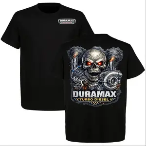 180g[100%cotton]Duramax Turbo Diesel Skull T-Shirt, Graphic Tee for Truck Lovers, Heavy Duty Engine Design, Mechanic Style Shirt, Gift for Diesel Fans USA