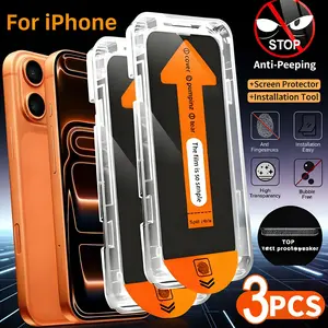 3 Pcs Full-Cover Privacy Tempered Glass Screen Protector for iPhone 17/16/15/14/13/12/11,  9H+ Hardness, Ultra HD, Anti-Scratch, Easy to Instal