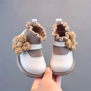 [Toddler Walking Shoes] Girls' Shoes for 1-2 Year Olds - Toddler Walking Shoes with Soft Soles - Baby Sock Shoes for Spring and Autumn - Princess Shoes - Sock Boots - Beautiful and Cute Four Seasons Baby Girl Ankle Boots