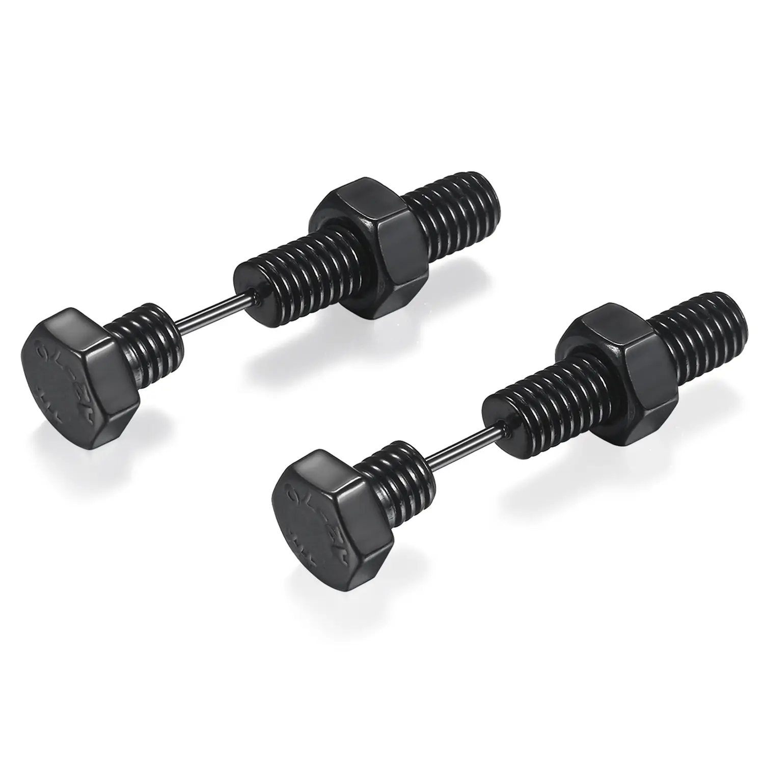 OIDEA Male Stainless Steel Screw-Inspired Shape Stud Earrings - Industrial Piercing, 1.37x0.31in, Long Narrow, Clean Lines, Bold Street Style, Minimal Punk Jewelry, Casual Bold Gift Pick